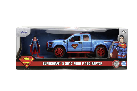 Mașinuțe de jucărie - JADA DC SET FIGURINA METALICA SUPERMAN SI MASINUTA 2017 FORD F 150 RAPTOR SCARA 1:32