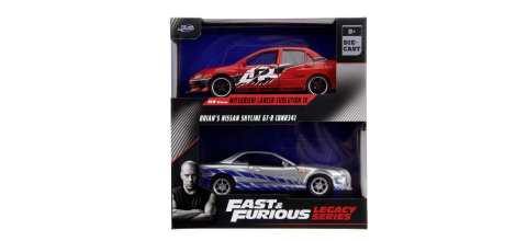 JADA FAST AND FURIOUS SET 2 MASINUTE METALICE MITSUBISHI LANCER EVOLUTION IX SI BRIANS NISSAN SKYLINE GT R SCARA 1 LA 32 [0]