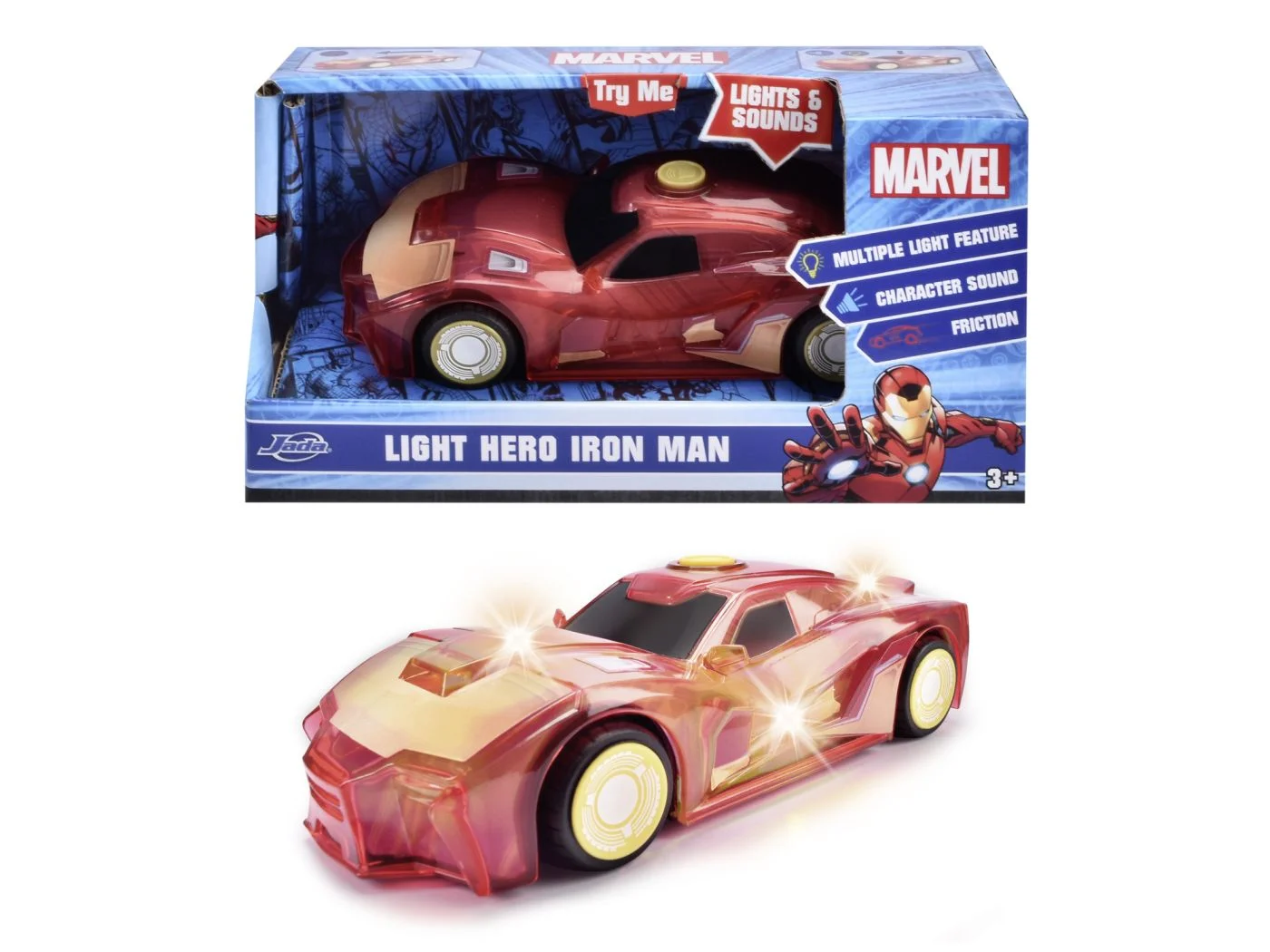 Mașinuțe de jucărie - Masinuta Jada Marvel Light Hero Iron Man cu sunete si lumini scara 1:32
