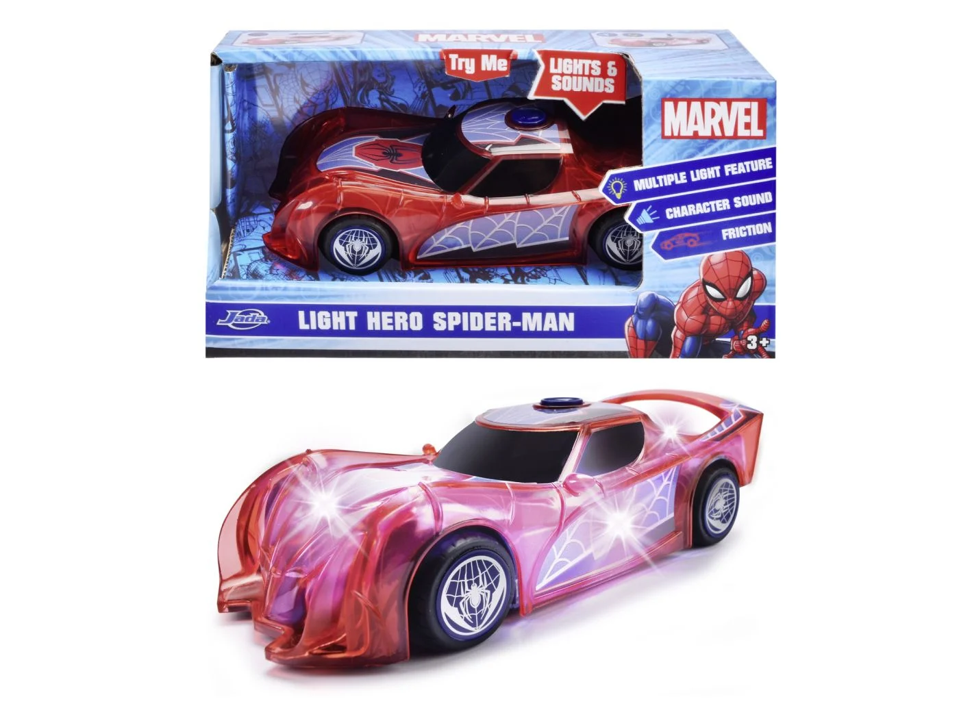 Mașinuțe de jucărie - Masinuta Jada Marvel Light Hero Spider-Man cu sunete si lumini scara 1:32