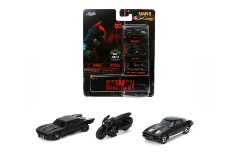 Mașinuțe de jucărie - Set 3 masinute metalice Jada Toys The Batman Nano Hollywood Rides 4 cm