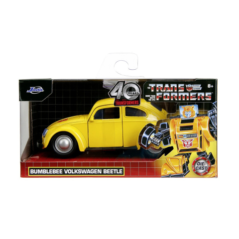 Mașinuțe de jucărie - JADA TRANSFORMERS MASINUTA METALICA BUMBLEBEE VOLKSWAGEN BEETLE SCARA 1:32
