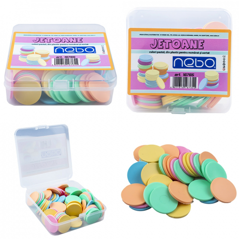 Noutăți Librăria Compas - Jetoane din plastic culori pastel 80/set Nebo
