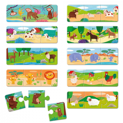 Puzzle educativ Familii de animale Trio Montessori Ludattica [1]