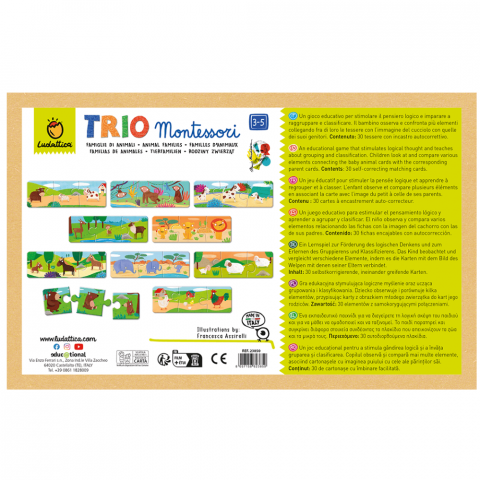 Puzzle educativ Familii de animale Trio Montessori Ludattica [2]