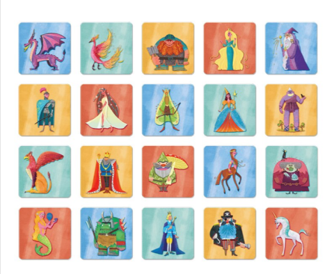 Jocuri educative și de societate - Joc de memorie Ludattica personaje fantastice 40 de piese