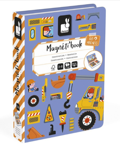 Jucării și jocuri - Joc magnetic Janod Magneti Book Constructii 68 piese