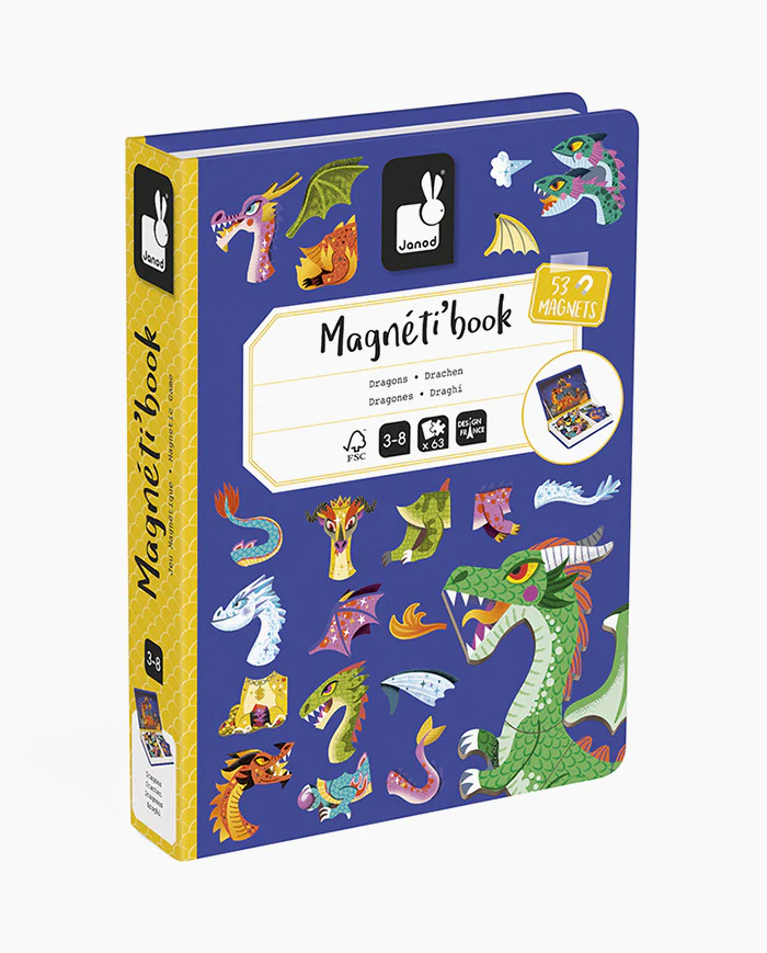 Jocuri educative - Joc educativ magnetic Janod Magneti'book Dragoni 53 magneti