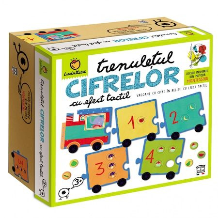 Jucării și jocuri - Puzzle Trenuletul cifrelor cu efect tactil Montessori Ludattica