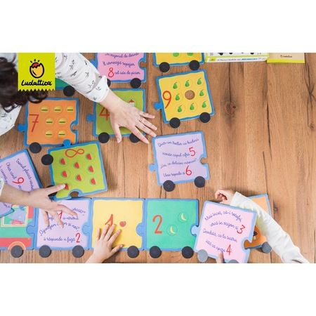 Puzzle Trenuletul cifrelor cu efect tactil Montessori Ludattica [1]