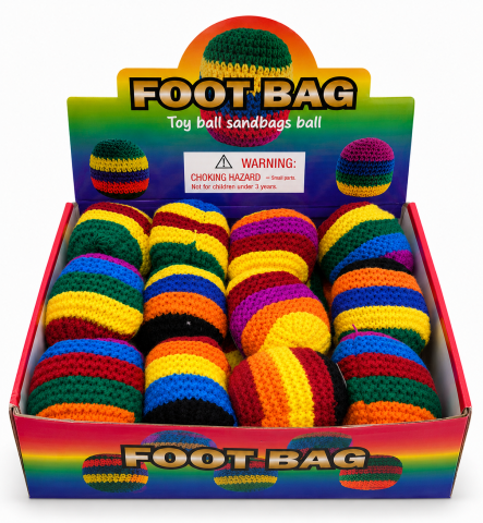 Jucării creative și senzoriale - Jucarie antistres Foot Bag multicolor din material textil