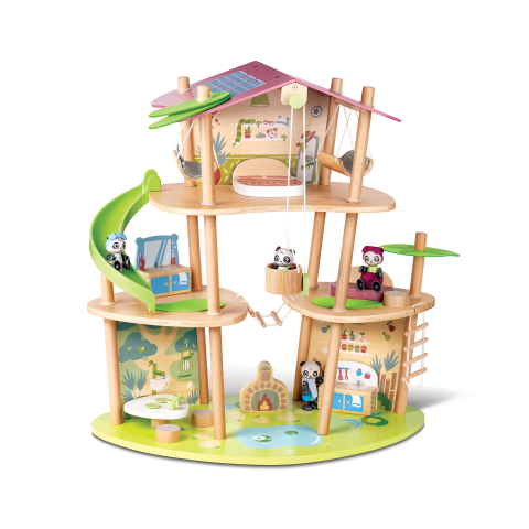 Jucarie din bambus Hape Green Planet Explorers Casa ursilor Panda 25 piese [1]