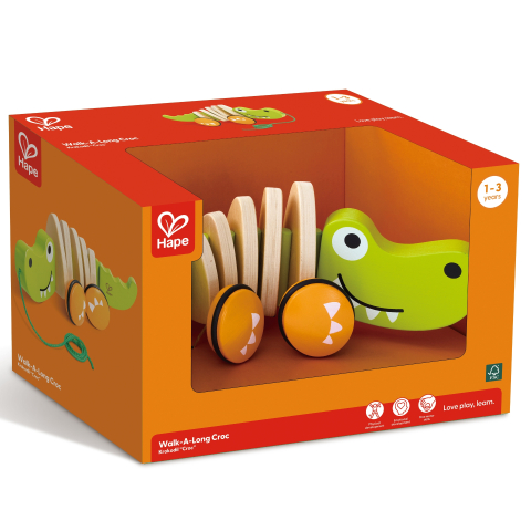 Jucării și jocuri - Jucarie din lemn Crocodil de tras 27 x 18 cm