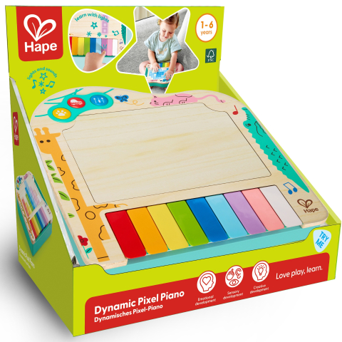 Instrumente muzicale de jucărie - Jucarie din lemn Hape Pian copii cu pixeli dinamici 27.2 x 16 x 7 cm