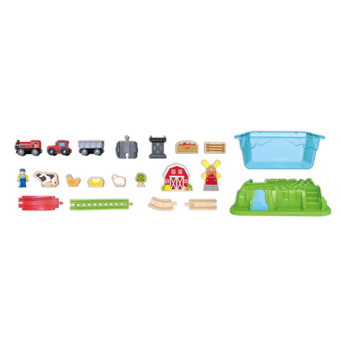 Jucarie din lemn Hape Set trenul rural cu cutie depozitare 41 piese [4]