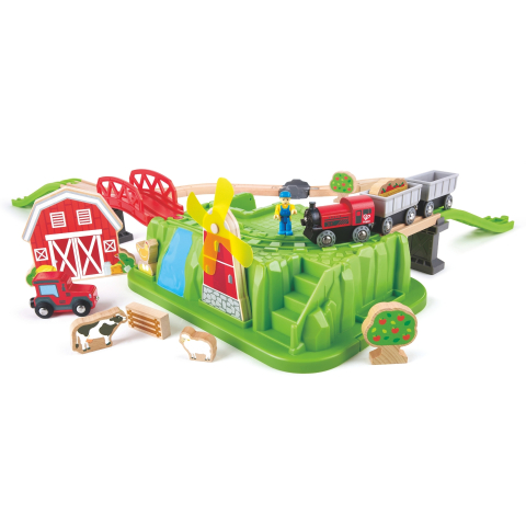 Jucarie din lemn Hape Set trenul rural cu cutie depozitare 41 piese [3]
