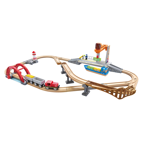 Jucarie din lemn Hape Set de transport maritim si feroviar 38 piese [1]