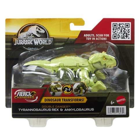 Figurine - JURASSIC WORLD FIERCE CHANGERS DOUBLE DANGER DINOZAUR TRANSFORMABIL TYRANNOSAURUS REX SI ANKYLOSAURUS VERDE