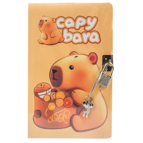 Papetărie și articole din hârtie - Jurnal cu lacat A6 80 file dictando Capybara