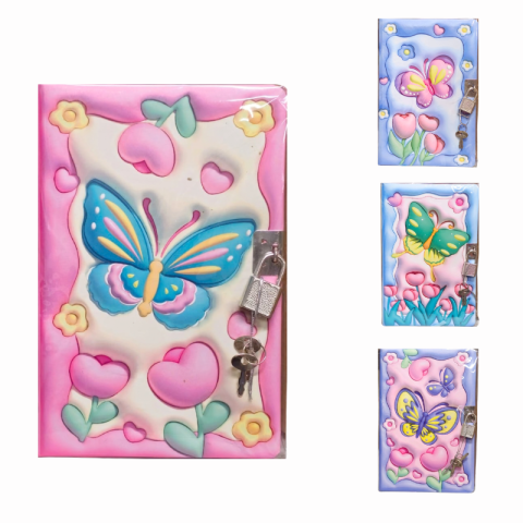 Noutăți Librăria Compas - Jurnal cu lacat B6 80 file fluturasi