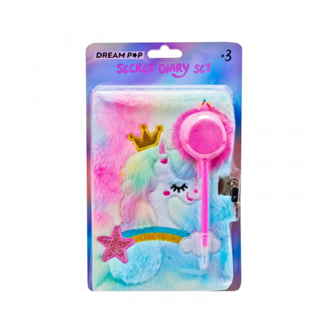 Papetărie și articole din hârtie - Jurnal plusat cu lacat si pix Unicorn