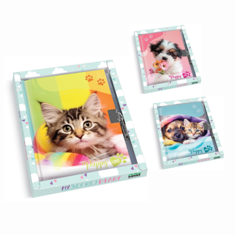 Papetărie și articole din hârtie - Jurnal Puppy cu cutie cadou 80 pagini 13 x 18cm modele diferite