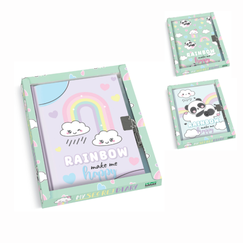 Papetărie și articole din hârtie - Jurnal Rainbow Make me happy cu cutie cadou 80 pagini Lebez