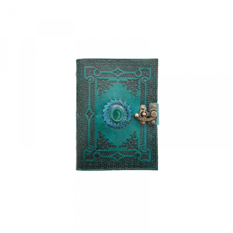 Papetărie și articole din hârtie - Jurnal Vintage Krashell din piele naturală 20 x 15 cm cu pietre inserate