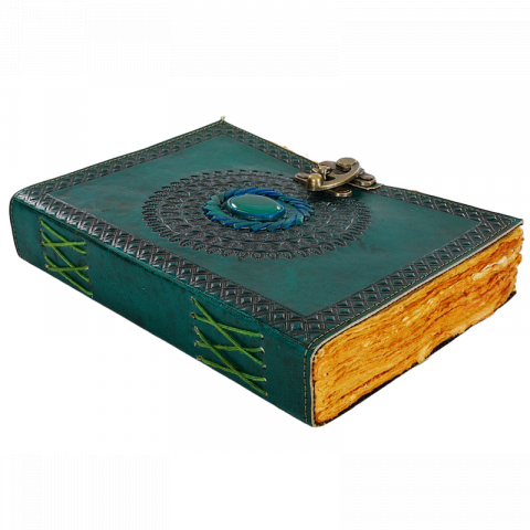 Jurnal vintage Krashell cu piatră naturală 20 x 15 cm copertă din piele naturală [1]