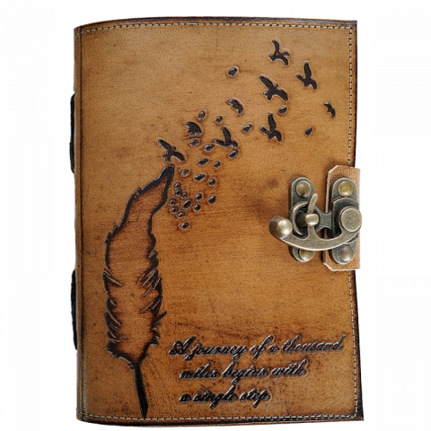 Papetărie și articole din hârtie - Jurnal Vintage 17.5 x 12.5 cm piele naturala cu inchidere metalica Krashell