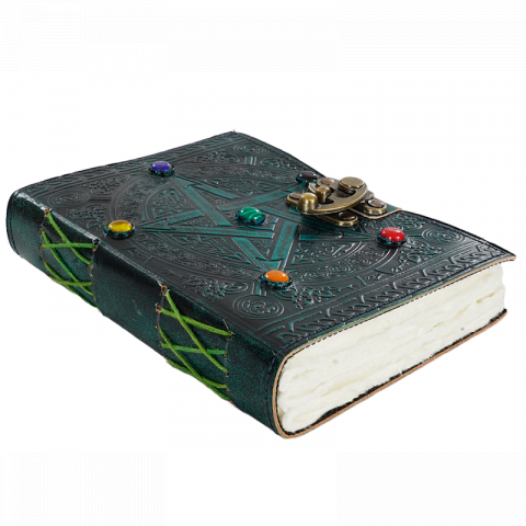 Jurnal vintage Krashell cu pietre naturale 17.5 x 12.5 cm copertă din piele naturală [1]