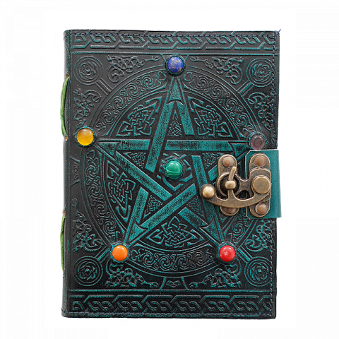 Papetărie și articole din hârtie - Jurnal vintage Krashell cu pietre naturale 17.5 x 12.5 cm copertă din piele naturală