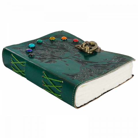 Jurnal Vintage 17.5 x 12.5 cm piele naturala cu pietre inserate si inchidere metalica Krashell [2]