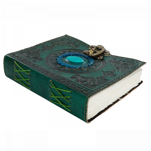 Jurnal vintage Krashell cu piatră naturală inserată copertă piele naturală 17.5 x 12.5 cm [1]