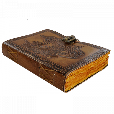 Jurnal vintage Krashell cu dragoni 20 x 15 cm copertă din piele naturală [2]