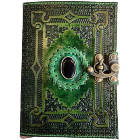 Planificare și agende - Jurnal vintage Krashell cu piatra naturala verde si inchizatoare ancora 17.5x12.5 cm