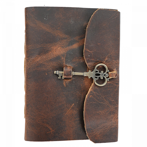 Planificare și agende - Jurnal vintage din piele naturală 17.5 x 12.5 cm cu închidere cu cheie Krashell