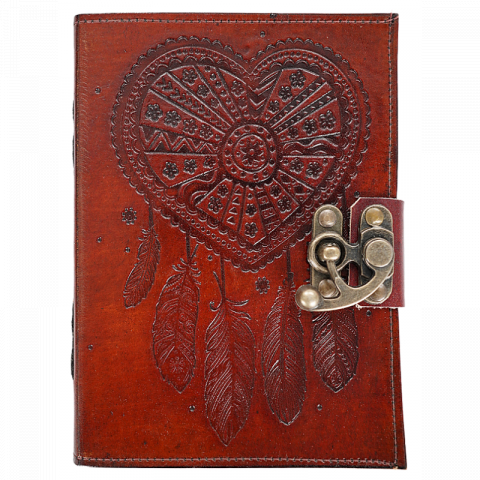 Agende nedatate - Jurnal vintage Krashell cu inimă mandala copertă piele naturală 17.5 x 12.5 cm