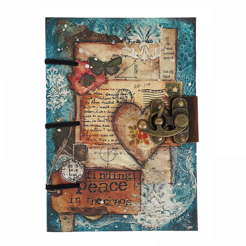Papetărie și articole din hârtie - Jurnal vintage Krashell copertă decorată peace in the chaos piele naturală 17.5 x 12.5 cm
