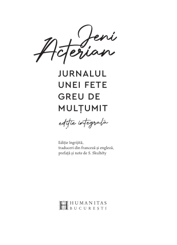 Jurnalul unei fete greu de multumit - Jeni Acterian [1]