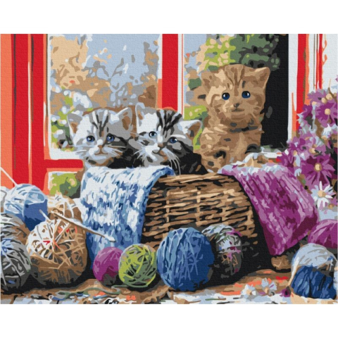 Pictura pe numere Kittens in a Basket Atelier 40 x 50 cm [1]