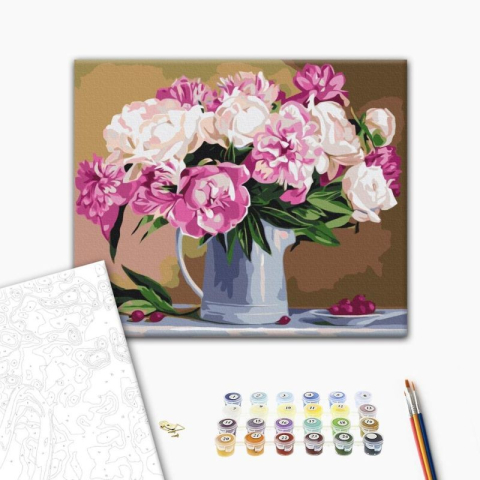 Noutăți Librăria Compas - Pictura pe numere Peonies Still Life Atelier 40 x 50 cm