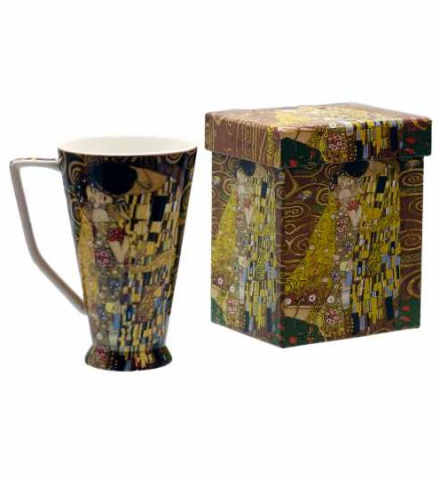 Căni și pahare - Cana portelan Gustav Klimt in cutie decorativa