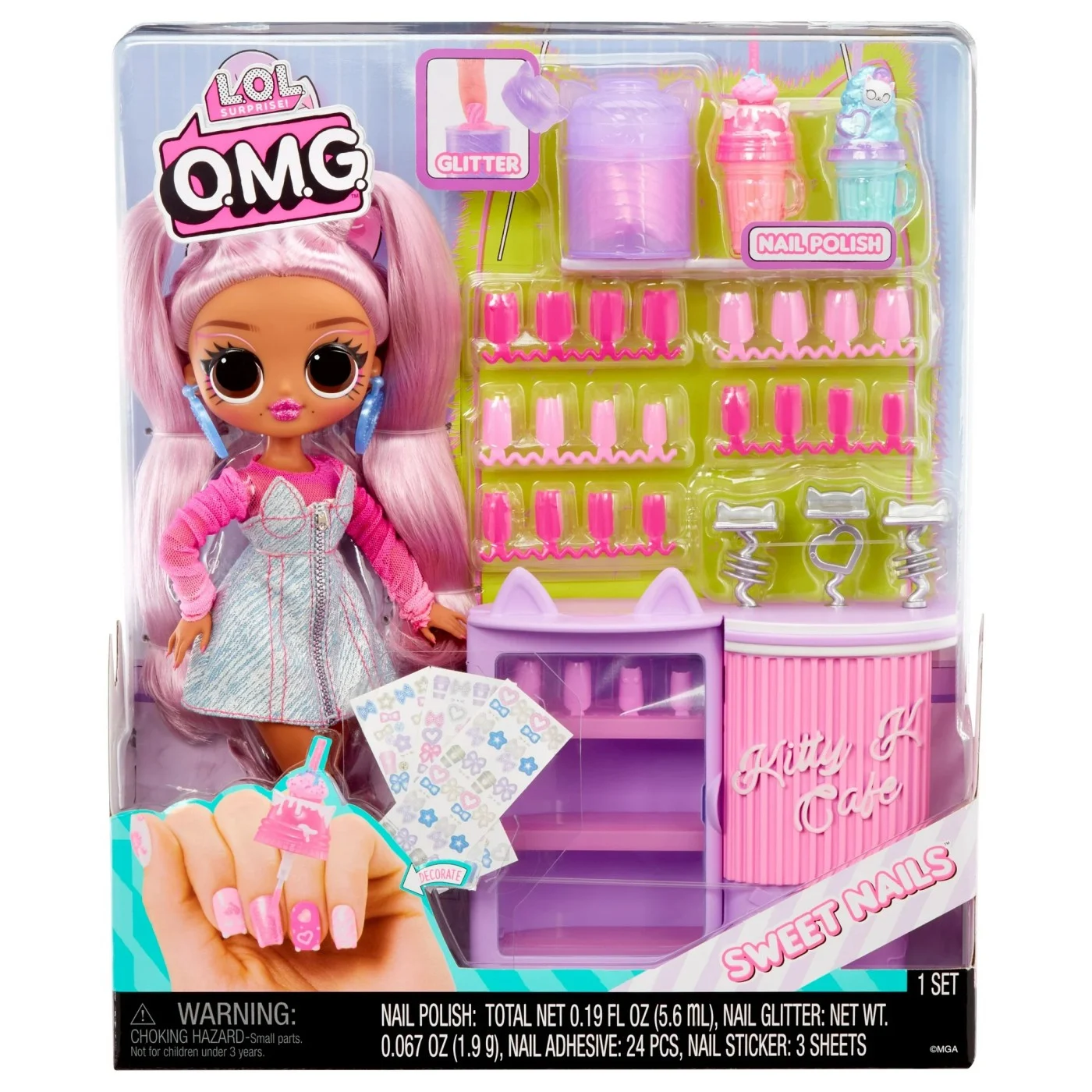 Păpusi - LOL Surprise OMG Sweet Nails Kitty K Cafe set papusa cu accesorii MGA
