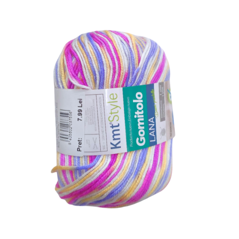 Artă și creativitate - Lana pentru tricotat 50g roz / albastru mov Kmt Style