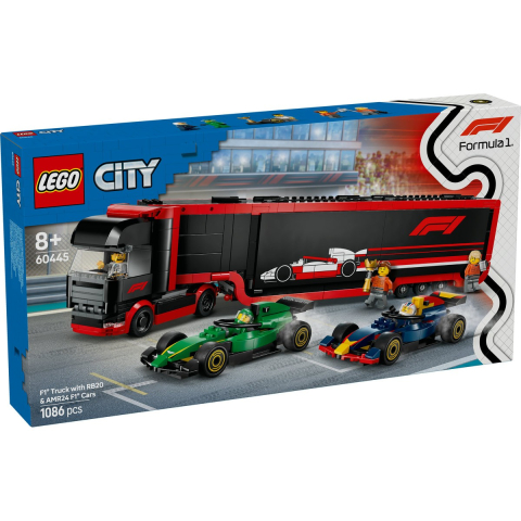 Jocuri educative și de societate - LEGO CITY CAMION F1 CU MASINILE F1 RB20 SI AMR24 60445