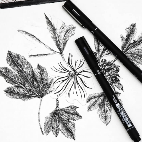 Liner Uni Pin Sketching pe baza de apa 5 buc/set negru [2]