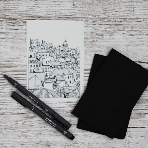 Liner Uni Pin Sketching pe baza de apa 5 buc/set negru [3]