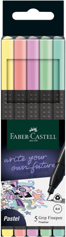 Rollere și finelinere - Liner 0.4 mm 5/set culori pastel Faber-Castell