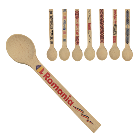 Casă și decorațiuni - Lingura lemn mini personalizata UV 20cm modele diferite